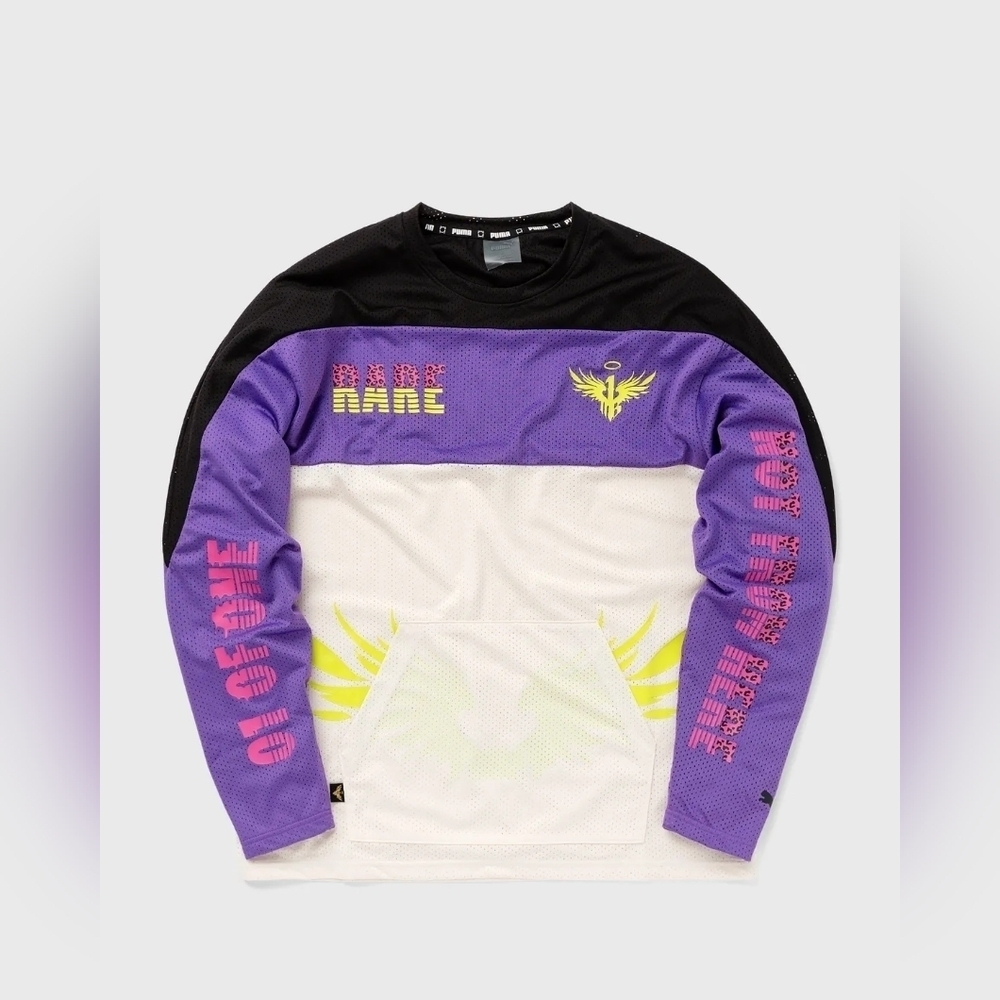 Puma Melo Be You Moto Cross Jersey Pristine/Purple Mens Size Small 621712-01